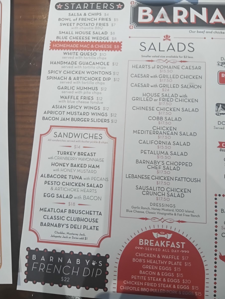 Barnaby's Cafe Menu - Image 5